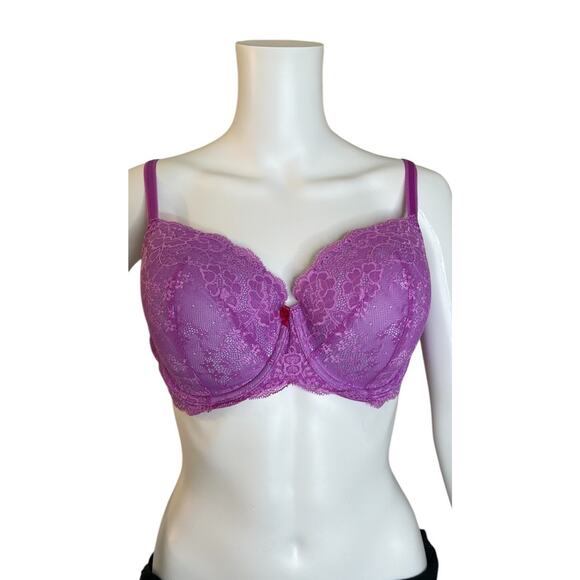 Victoria's Secret Bra 38D Dream Angel Lined Demi Purple Lace Adjustable Strap - Picture 1 of 6